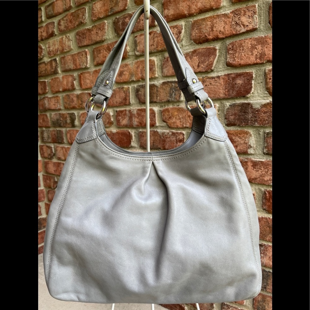 Coach Maggie Gray Leather Hobo Shoulder Bag Handbag Large Dustbag